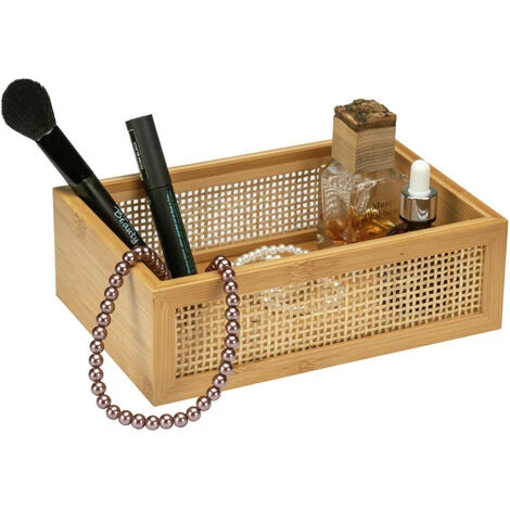 Panier De Rangement Pour Salle De Bain WENKO Modèle Allegre, Panier De Rangement Décoratif De Style Bohème En Bambou Et Rotin Tressé, Rangement Salle De Bain, Taille L, DIM 22 X 7 X 15 Cm 4 Panier De Rangement Pour Salle De Bain WENKO Modèle Allegre, Panier De Rangement Décoratif De Style Bohème En Bambou Et Rotin Tressé, Rangement Salle De Bain, Taille L, DIM 22 X 7 X 15 Cm – Image 2