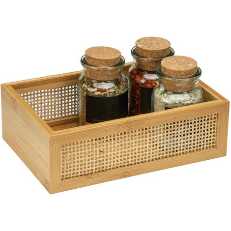 Panier De Rangement Pour Salle De Bain WENKO Modèle Allegre, Panier De Rangement Décoratif De Style Bohème En Bambou Et Rotin Tressé, Rangement Salle De Bain, Taille L, DIM 22 X 7 X 15 Cm 5 Panier De Rangement Pour Salle De Bain WENKO Modèle Allegre, Panier De Rangement Décoratif De Style Bohème En Bambou Et Rotin Tressé, Rangement Salle De Bain, Taille L, DIM 22 X 7 X 15 Cm – Image 3