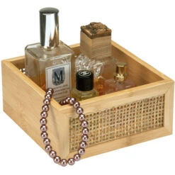 Bac De Rangement Salle De Bain WENKO Modèle Allegre, Rangement Décoratif De Style Bohème En Bambou Et Rotin Tressé, Rangement De Salle De Bain Pour Accessoires De Toilette ,Taille M, DIM 15x7x15 Cm -Ubbink Magasin 81170769 3