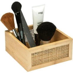 Bac De Rangement Salle De Bain WENKO Modèle Allegre, Rangement Décoratif De Style Bohème En Bambou Et Rotin Tressé, Rangement De Salle De Bain Pour Accessoires De Toilette ,Taille M, DIM 15x7x15 Cm -Ubbink Magasin 81170769 4
