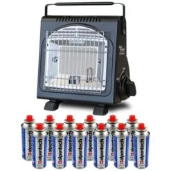 Chauffage à Gaz Portable 1700W + 28 Cartouches Gaz 2en1 Réchaud ALPEN Camping Basses Températures