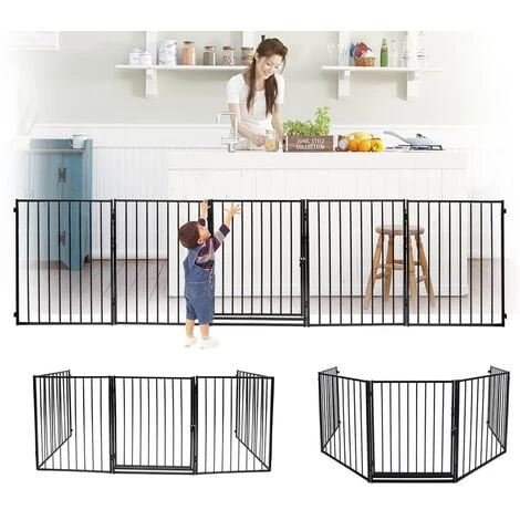 SWANEW Barrière De Sécurité Enfant 305 Cm Barrière Pare Feu Grille De Protection Métal Pliable Avec Porte Inclus 4 SWANEW Barrière De Sécurité Enfant 305 Cm Barrière Pare Feu Grille De Protection Métal Pliable Avec Porte Inclus – Image 2