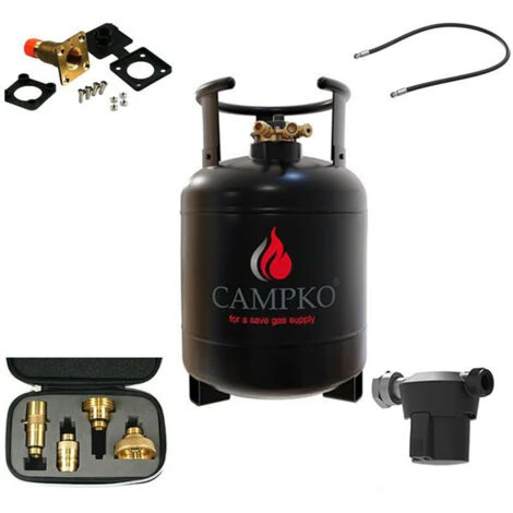 Pack CAMPKO Kit Bouteille GPL 15L + Lyre 1.5m + Boîte De Transfert + Filtre à Gaz + Adaptateurs Camping-Car 3 Pack CAMPKO Kit Bouteille GPL 15L + Lyre 1.5m + Boîte De Transfert + Filtre à Gaz + Adaptateurs Camping-Car