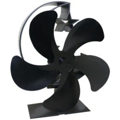 Ventilateur De Cheminée En Forme De Lune, Ventilateur De Cheminée à Bois Thermique à 5 Feuilles, Ventilateur De Cheminée En Alliage D'aluminium, Accessoires De Cheminée - 1 Pièce Noir
