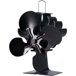 Ventilateur De Poêle à Bois à 4 Lames En Alliage D'aluminium Pour Poêle à Bois (noir) (1 Pièce)