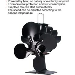 Ventilateur De Poêle à Bois à 4 Lames En Alliage D'aluminium Pour Poêle à Bois (noir) (1 Pièce) -Ubbink Magasin 83753120 4