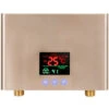 Chauffe-eau électrique Instantané Mini Intelligent Inverter Thermostat Petit Chauffe-eau Commande Tactile + Télécommande Grand écran Couleur 3000W Norme Européenne 220V,Gold - Gold