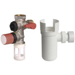 Comap Set Groupe De Sécurité Hydraulique Laiton, Raccordement Femelle Ø 3/4 + Siphon De Groupe De Sécurité Avec Déflecteur 26x34