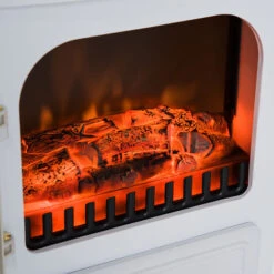 HOMCOM Cheminée électrique Poêle Style Rétro Thermostat 950-1850 W Blanc -Ubbink Magasin 8633776 5