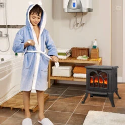 AUFUN Elektrokamin Avec Chauffage Et Feu Ouvert, 750-1500 W, Noir -Ubbink Magasin 87110029 3