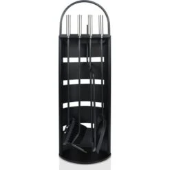 AUFUN Ensemble De Cheminée En Acier Inoxydable 5 Pièces Ensemble D'accessoires, Noir