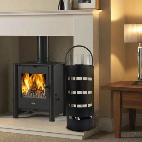 AUFUN Ensemble De Cheminée En Acier Inoxydable 5 Pièces Ensemble D'accessoires, Noir 6 AUFUN Ensemble De Cheminée En Acier Inoxydable 5 Pièces Ensemble D'accessoires, Noir – Image 4