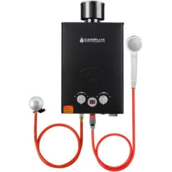 Camplux BW158BC Chauffe-eau à Gaz Sans Réservoir Avec Couvercle De Pluie, 6L Instantané Chauffe Bain à Gaz Propane, Certifié CE GAR Standard, Utilisation Pour Camping, RV Voyage, Lavage Cheval