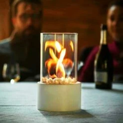 Mini Cheminée Personnelle, Cheminée à Alcool Ronde, Cheminée Au Bio-éthanol De Table De Décor De Paysage De Feu Réel, Brasero De Bureau, Pour Extérieur/Intérieur, 16.5 X 16.5 X 27.5 Cm,Blanc -Ubbink Magasin 88865667 2