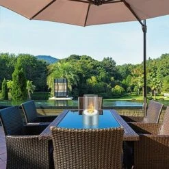 Mini Cheminée Personnelle, Cheminée à Alcool Ronde, Cheminée Au Bio-éthanol De Table De Décor De Paysage De Feu Réel, Brasero De Bureau, Pour Extérieur/Intérieur, 16.5 X 16.5 X 27.5 Cm,Blanc -Ubbink Magasin 88865667 5