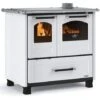 Poele A' Bois De Cuisine La Nordica Extraflame Family 4.5 Blanc 7.5 KW 215 M Avec Revetement Exte'rieur En Acier Porcelaine Blanche