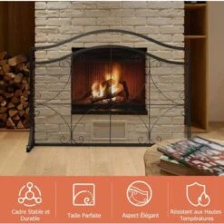 GOPLUS Écran De Cheminée Pour Isolation Des Étincelles Et Cendres, Pare-Feu De Cheminée, Panneau Protection Cheminée Décoratif, Pour Salon, Chambre, 113 X 34 X 84 Cm, Noir -Ubbink Magasin 89332108 4