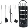 Serviteur De Cheminée Lot De 5 Accessoires De Cheminée En Acier Inoxydable Avec Support, Balai, Pinces, Tisonnier Et Pelle à Cendres Noir HENGMEI -Ubbink Magasin 90040659 1