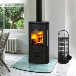 Serviteur De Cheminée Lot De 5 Accessoires De Cheminée En Acier Inoxydable Avec Support, Balai, Pinces, Tisonnier Et Pelle à Cendres Noir HENGMEI -Ubbink Magasin 90040659 4