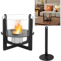 Cheminée Bioéthanol Cheminée De Table éthanol Cheminée Au Bioéthanol Avec Pierres Décoratives Foyer De Terrasse Au Bioéthanol (TYPE B) HENGMEI -Ubbink Magasin 90040697 5