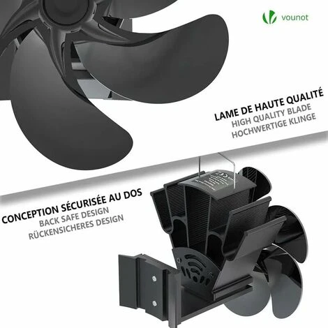 Ventilateur Poêle à Bois 6 Lames Avec Thermomètre Ventilateur Cheminée Appareil De Chauffage Alimenté Fixé Sur Le Tuyau De Cheminée Pour Foyer, Poele A Granule, Foyer à Bois 7 Ventilateur Poêle à Bois 6 Lames Avec Thermomètre Ventilateur Cheminée Appareil De Chauffage Alimenté Fixé Sur Le Tuyau De Cheminée Pour Foyer, Poele A Granule, Foyer à Bois – Image 5