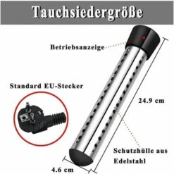 Thermoplongeur Baignoire 2000w Thermoplongeur éLectrique Thermoplongeur De Voyage,Thermoplongeur En Acier Inoxydable,Chauffe-eau électrique Thermoplongeur De Piscine（Chronométrage Intelligent，noir） -Ubbink Magasin 90616592 3