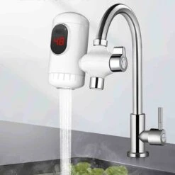 Robinet Chauffe Eau Instantané Electrique Chauffe Eau Instantané Electrique Salle De Bain Avec Affichage De La Température Robinet Électrique Corps De Chauffe En Acier Inoxydable Sécurité Multi-protec