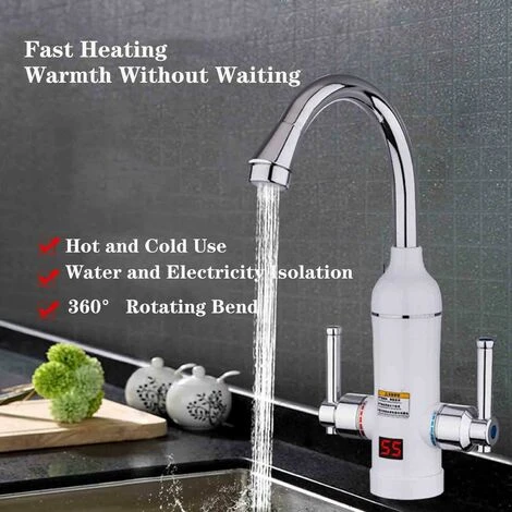 Robinet Chauffant Instantané 220V Conception À Double Poignée Robinet Électrique 360° Avec Affichage De La Température Robinet D'eau Chaude Électrique Instantané 3000W Protection Multi-sécurité 4 Robinet Chauffant Instantané 220V Conception À Double Poignée Robinet Électrique 360° Avec Affichage De La Température Robinet D'eau Chaude Électrique Instantané 3000W Protection Multi-sécurité – Image 2