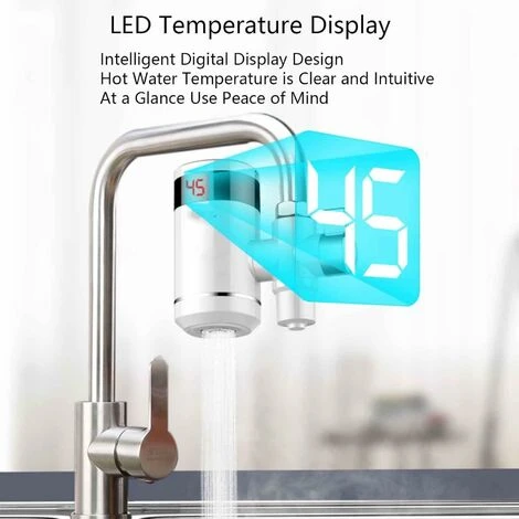 3000W Robinet Robinet Électrique Instantané Cuisine Chauffage Instantané Robinet D'eau Avec Affichage Numérique Une LED Économie D'espace Chauffe Eau Instantané Electrique Robinet IPX4 4 3000W Robinet Robinet Électrique Instantané Cuisine Chauffage Instantané Robinet D'eau Avec Affichage Numérique Une LED Économie D'espace Chauffe Eau Instantané Electrique Robinet IPX4 – Image 2