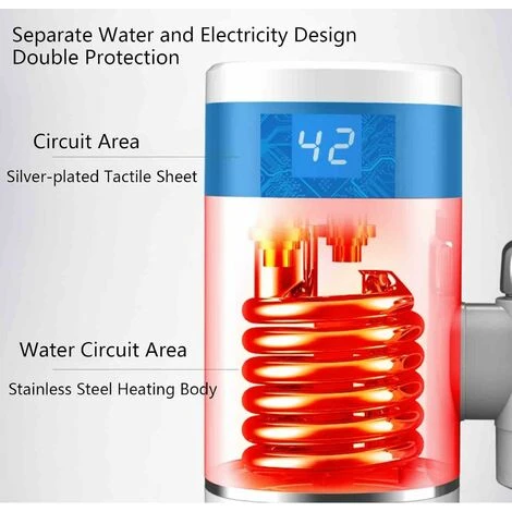 3000W Robinet Robinet Électrique Instantané Cuisine Chauffage Instantané Robinet D'eau Avec Affichage Numérique Une LED Économie D'espace Chauffe Eau Instantané Electrique Robinet IPX4 7 3000W Robinet Robinet Électrique Instantané Cuisine Chauffage Instantané Robinet D'eau Avec Affichage Numérique Une LED Économie D'espace Chauffe Eau Instantané Electrique Robinet IPX4 – Image 5