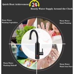 Noir Robinet Chauffe-Eau Électrique Instantané Facile À Installer Réchauffeur De Robinet Tuyau D'eau Tournant À 360° Pour Une Utilisation À La Fois Chauffe Eau Instantané Avec Affichage Numérique -Ubbink Magasin 92599420 2