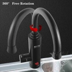 Noir Robinet Chauffe-Eau Électrique Instantané Facile À Installer Réchauffeur De Robinet Tuyau D'eau Tournant À 360° Pour Une Utilisation À La Fois Chauffe Eau Instantané Avec Affichage Numérique -Ubbink Magasin 92599420 5