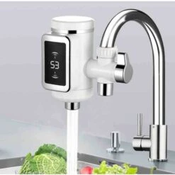 Chauffe Eau Instantané Electrique Cuisine Chauffe Eau Instantané Electrique Avec Affichage De La Température Robinet Électrique Chaud Et Froid Facile À Installer Étanchéité IPX4 Pour Cuisine