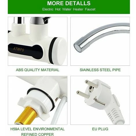 Robinet électrique 220 V Avec Chauffe-eau, Affichage De La Température LED, 3000 W, Chauffe-eau Instantané Pour Cuisine, Salle De Bain, Eau Chaude Instantanée (bas, Grand) 5 Robinet électrique 220 V Avec Chauffe-eau, Affichage De La Température LED, 3000 W, Chauffe-eau Instantané Pour Cuisine, Salle De Bain, Eau Chaude Instantanée (bas, Grand) – Image 3