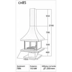 Cheminée Centrale Vitrée SYLVA 16kW CH86 PCI -Ubbink Magasin 94205 3
