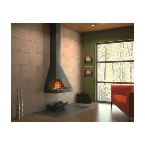 Cheminée Frontale Suspendue Avec Porte Vitrée à Ouverture Coulissante 12 Kw 3 Cheminée Frontale Suspendue Avec Porte Vitrée à Ouverture Coulissante 12 Kw