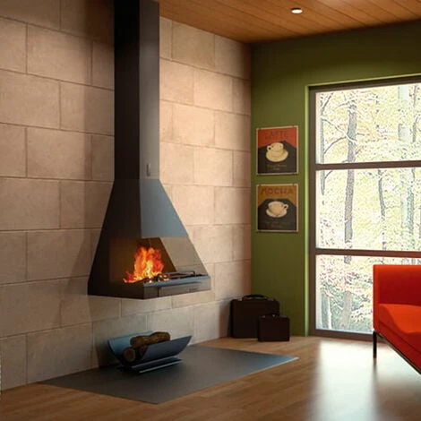 Cheminée Frontale Suspendue Avec Porte Vitrée à Ouverture Coulissante 12 Kw 4 Cheminée Frontale Suspendue Avec Porte Vitrée à Ouverture Coulissante 12 Kw – Image 2