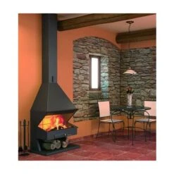 Cheminée Frontale à Base Et Foyer Réfractaire 8 Kw