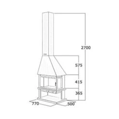 Cheminée D'angle Sur Pieds Avec Chambre De Combustion Réfractaire 12 Kw, Sans Porte -Ubbink Magasin 9533766 3