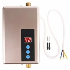 Mini Chauffe-eau électrique Instantané Système De Production D'eau Chaude Sans Réservoir Pour Douche Sans Chauffe-eau Pour Cuisine Et Salle De Bain, 220V 5.5KW(Or)