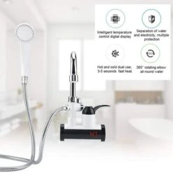 Chauffe-eau électrique Robinet électrique Instantané Chauffe-eau Chaude Et Froide Robinet De Chauffage Sans Réservoir Pommeau De Douche Avec Affichage De La Température(2) -Ubbink Magasin 95346943 4