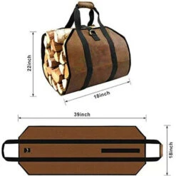 Porte Bûche Intérieur　Sac De Transport Pour Bois De Chauffage, Sac De Transport Pour Bois De Cheminée, Sac De Transport En Toile, Panier à Bois Portable Pour Cheminées, Poêles à Bois, Bûches, Camping, -Ubbink Magasin 96338178 3