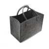 Panier à Bois　Sac à Bûches En Feutre Panier à Bûches En Bois Sac De Rangement Pour Bûches De Cheminée Gris Foncé 43,5 X 38,5 X 30,5 Cm