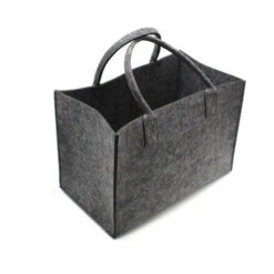 Panier à Bois　Sac à Bûches En Feutre Panier à Bûches En Bois Sac De Rangement Pour Bûches De Cheminée Gris Foncé 43,5 X 38,5 X 30,5 Cm
