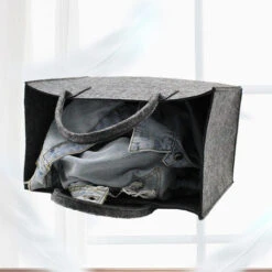 Panier à Bois　Sac à Bûches En Feutre Panier à Bûches En Bois Sac De Rangement Pour Bûches De Cheminée Gris Foncé 43,5 X 38,5 X 30,5 Cm -Ubbink Magasin 96340408 3