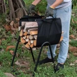 Porte-bois En Métal Avec Panier En Tissu Pour Cheminée Poêle à Bois -Ubbink Magasin 96515056 4