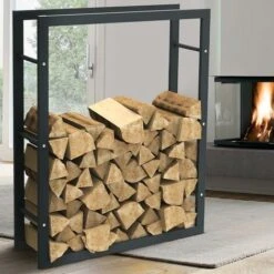 Porte-bois En Métal Cheminée à Bois D'intérieur 100x80x25cm