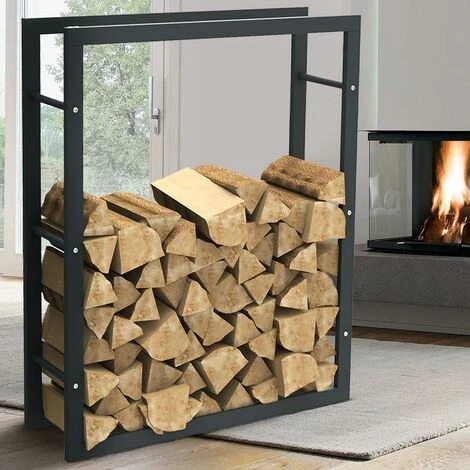 Porte-bois En Métal Cheminée à Bois D'intérieur 100x80x25cm 3 Porte-bois En Métal Cheminée à Bois D'intérieur 100x80x25cm