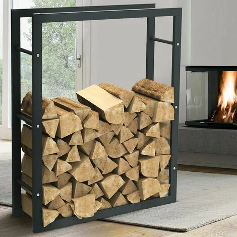 Porte-bois En Métal Cheminée à Bois D'intérieur 100x80x25cm 4 Porte-bois En Métal Cheminée à Bois D'intérieur 100x80x25cm – Image 2