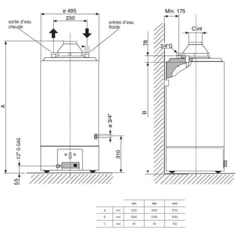 Accumulateur Gaz STYX Avec Veilleuse, 155 Litres, SGA X 160 FR STYX 4 Accumulateur Gaz STYX Avec Veilleuse, 155 Litres, SGA X 160 FR STYX – Image 2
